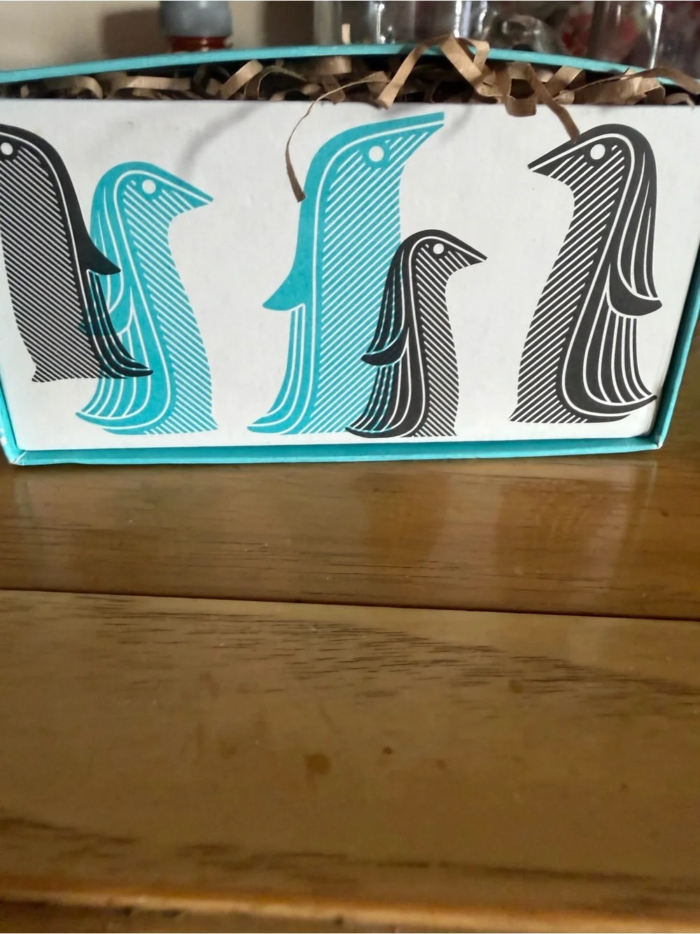 Jonathan Adler Turquoise Penguin Salt & Pepper Box with Black and White